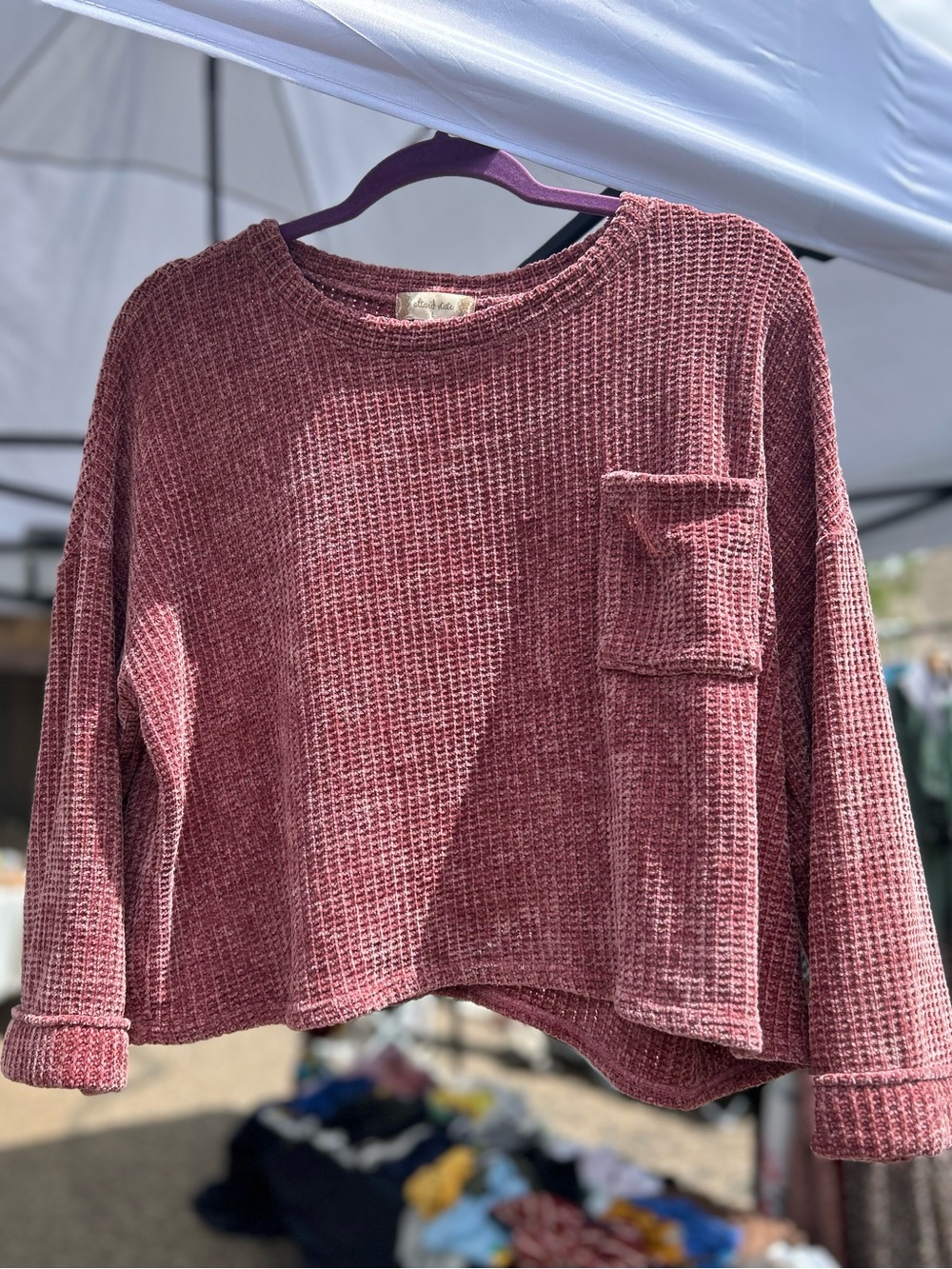 Altar'd State Mauve Waffle Knit Crewneck